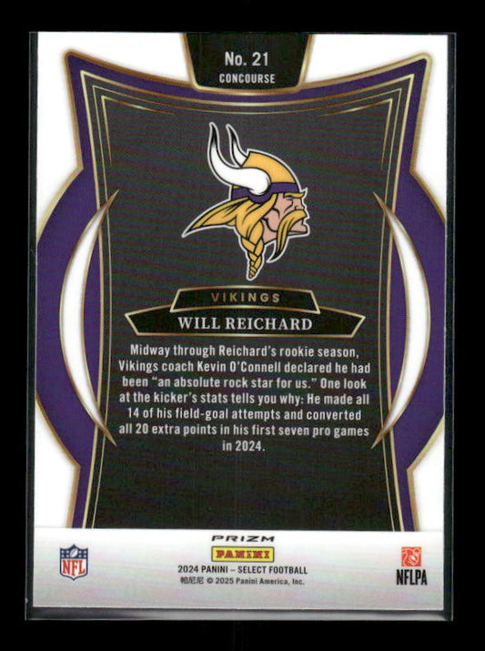 Will Reichard - 2024 Select Football - Zebra SSP  - Rookie