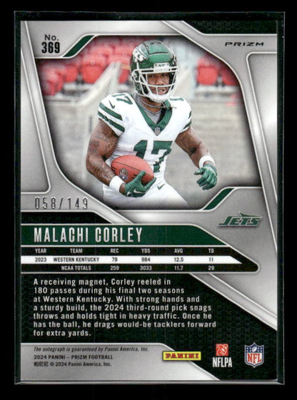Malachi Corley - 2024 Panini Prizm - Red Wave Auto /149 - Rookie