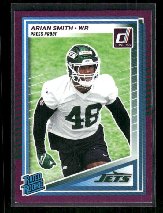 Arian Smith - 2025 Donruss Football - Purple Press Proof - Rated Rookie