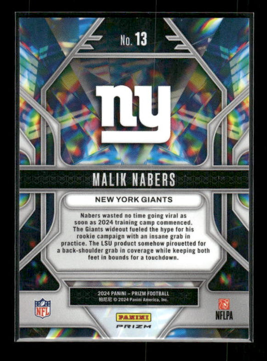Malik Nabers - 2024 Panini Prizm - Green Wave Prizmatic - Rookie