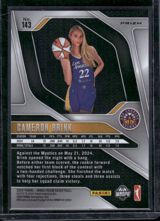 Cameron Brink - 2024 Panini Prizm WNBA - Orange Velocity - Rookie Variation