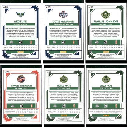 2026 Donruss WNBA Rated Rookie 6 Card Lot