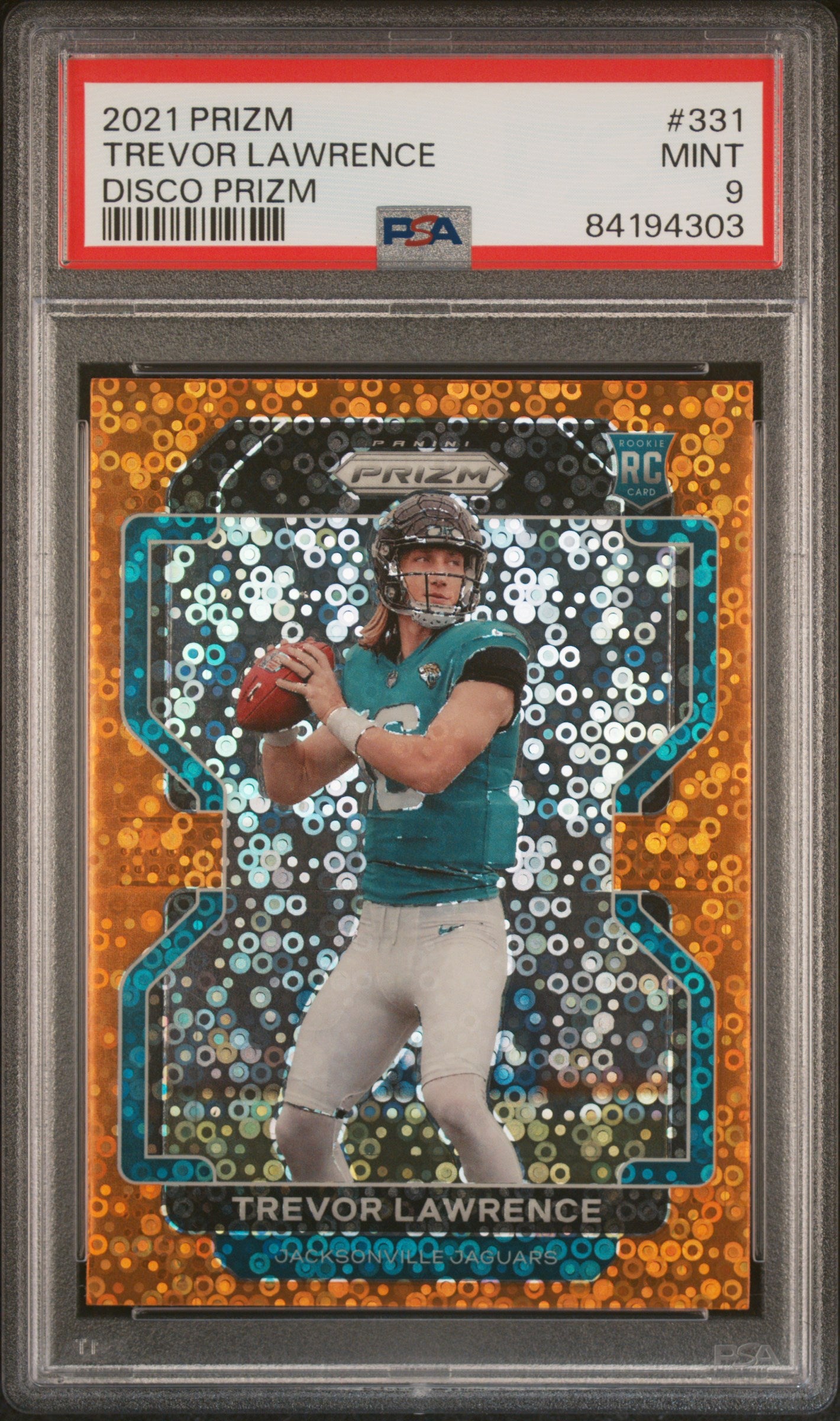 Trevor Lawrence - 2021 Prizm Football - Disco Prizm - Rookie - PSA 9