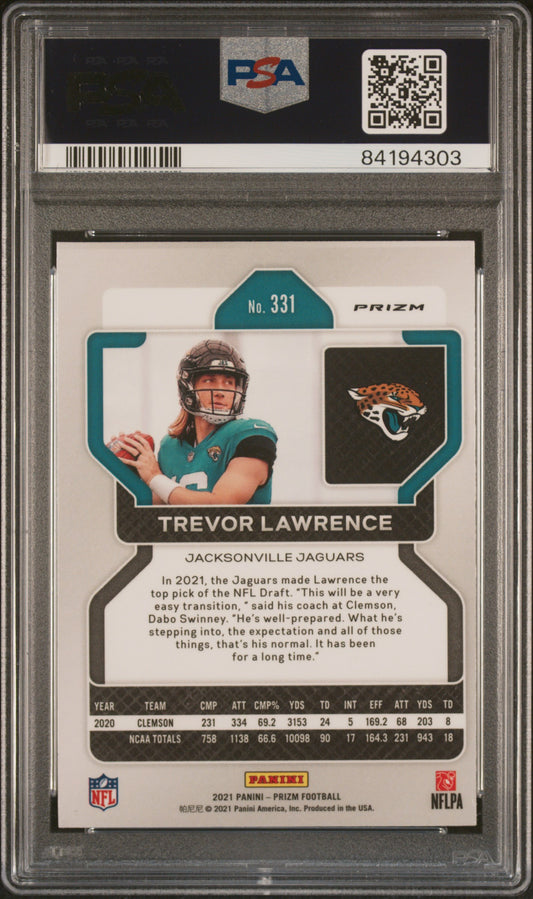 Trevor Lawrence - 2021 Prizm Football - Disco Prizm - Rookie - PSA 9